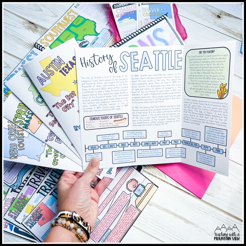 regions of the United States literacy project for upper elementary students