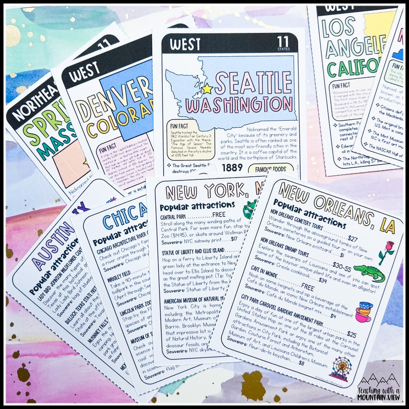 regions of the United States literacy project for upper elementary students