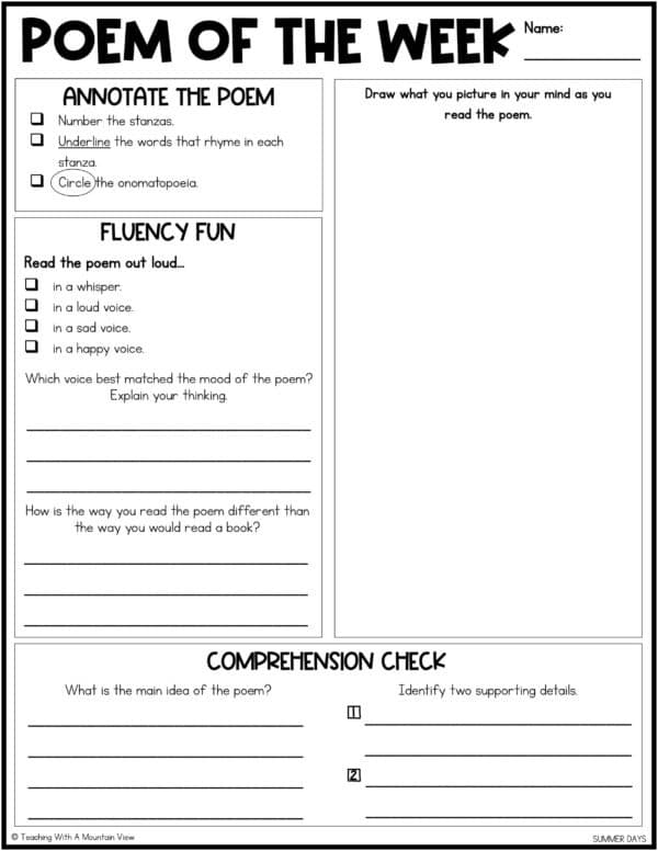 August Poem of the Week | Fluency and Comprehension - Image 3