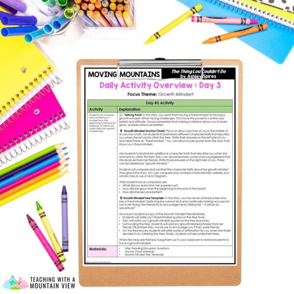 Growth Mindset Lessons | SEL Activities | The Thing Lou Couldn't Do Companion - Image 2