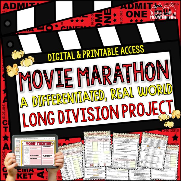 Division Math Project | Differentiated Real-World Long Division Practice