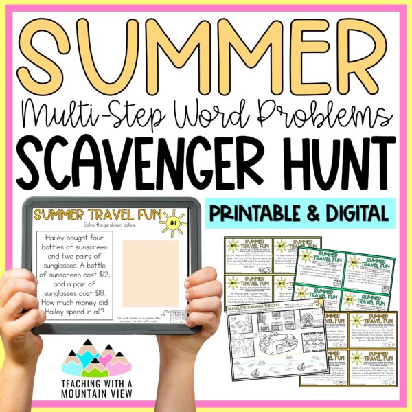 Summer Math Multi-Step Word Problem Scavenger Hunt